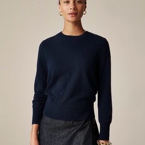 J Crew Cashmere classic-fit crewneck  Navy Women's Sweater XL